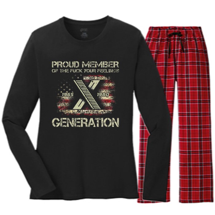 Proud Member Of The Fuck Your Feelings Gen X Women's Long Sleeve Flannel Pajama Set 