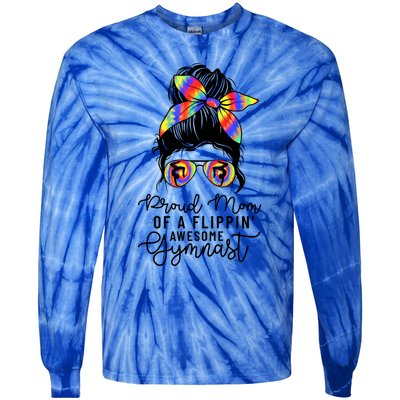 Proud Mom Of A Flippin Awesome Gymnast Gift Gymnastic Mom Gift Tie-Dye Long Sleeve Shirt