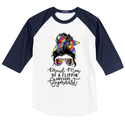 Proud Mom Of A Flippin Awesome Gymnast Gift Gymnastic Mom Gift Baseball Sleeve Shirt