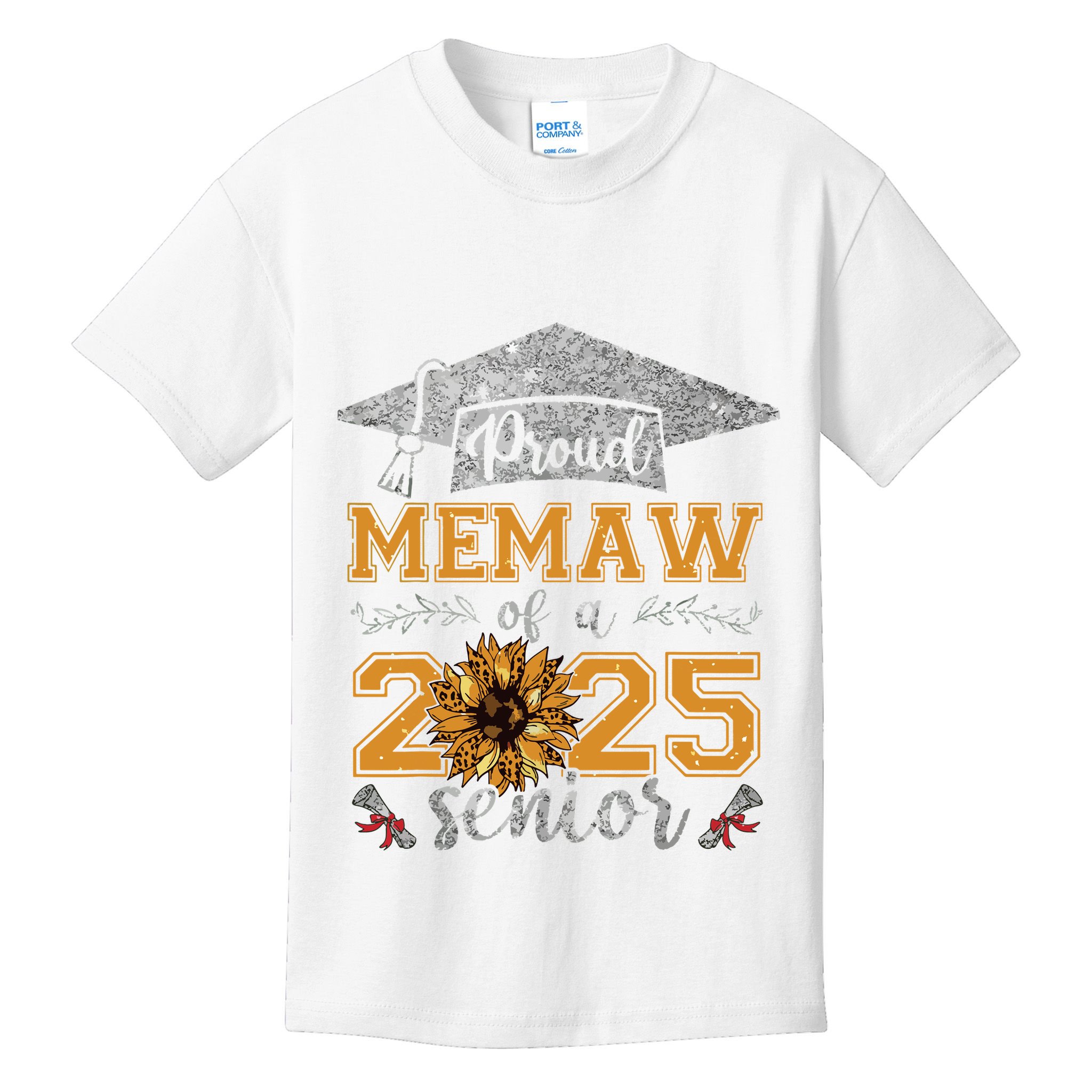 Proud Memaw Of A Class Of 2025 Senior Graduate Kids T-Shirt