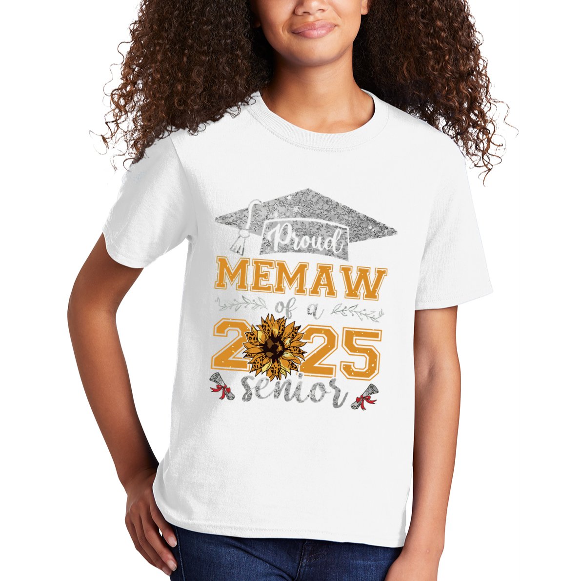 Proud Memaw Of A Class Of 2025 Senior Graduate Kids T-Shirt