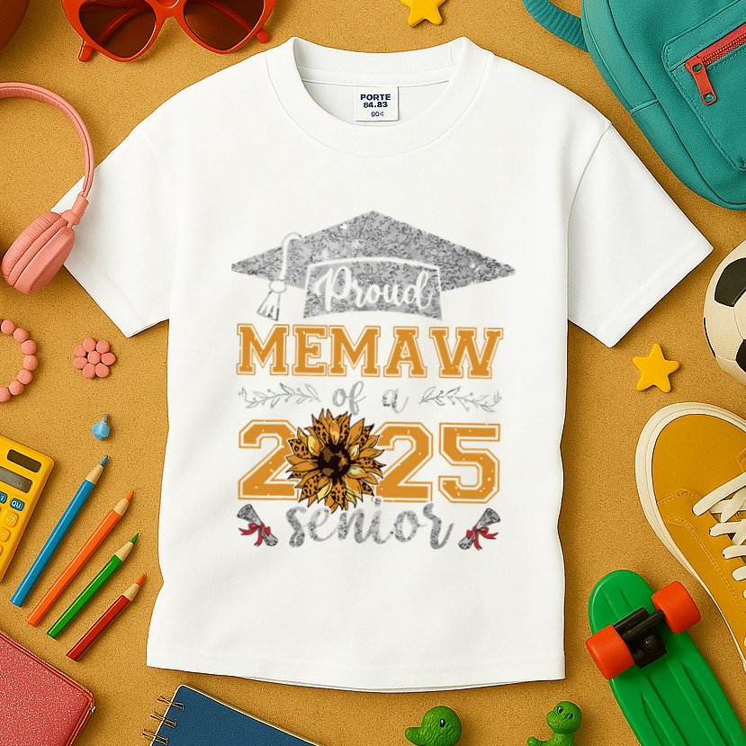 Proud Memaw Of A Class Of 2025 Senior Graduate Kids T-Shirt