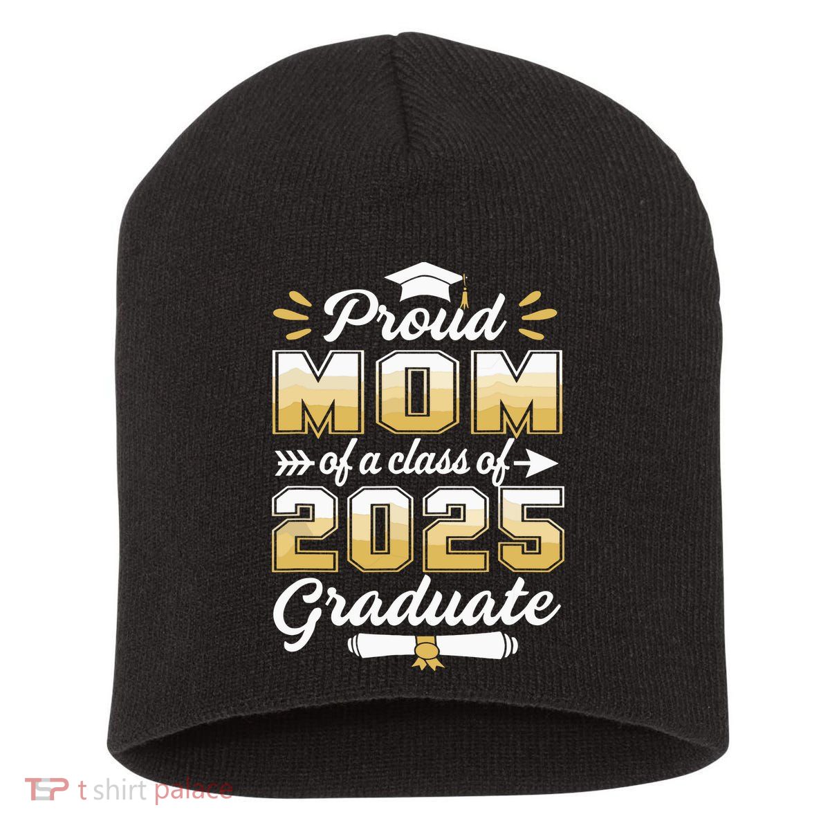 Proud Mom Of A Class Of 2025 Heart Graduate Senior 2025 Short Acrylic Beanie