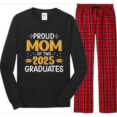 Proud Mom Of Two 2025 Graduates Senior Mom Class Of 2025 Long Sleeve Pajama Set