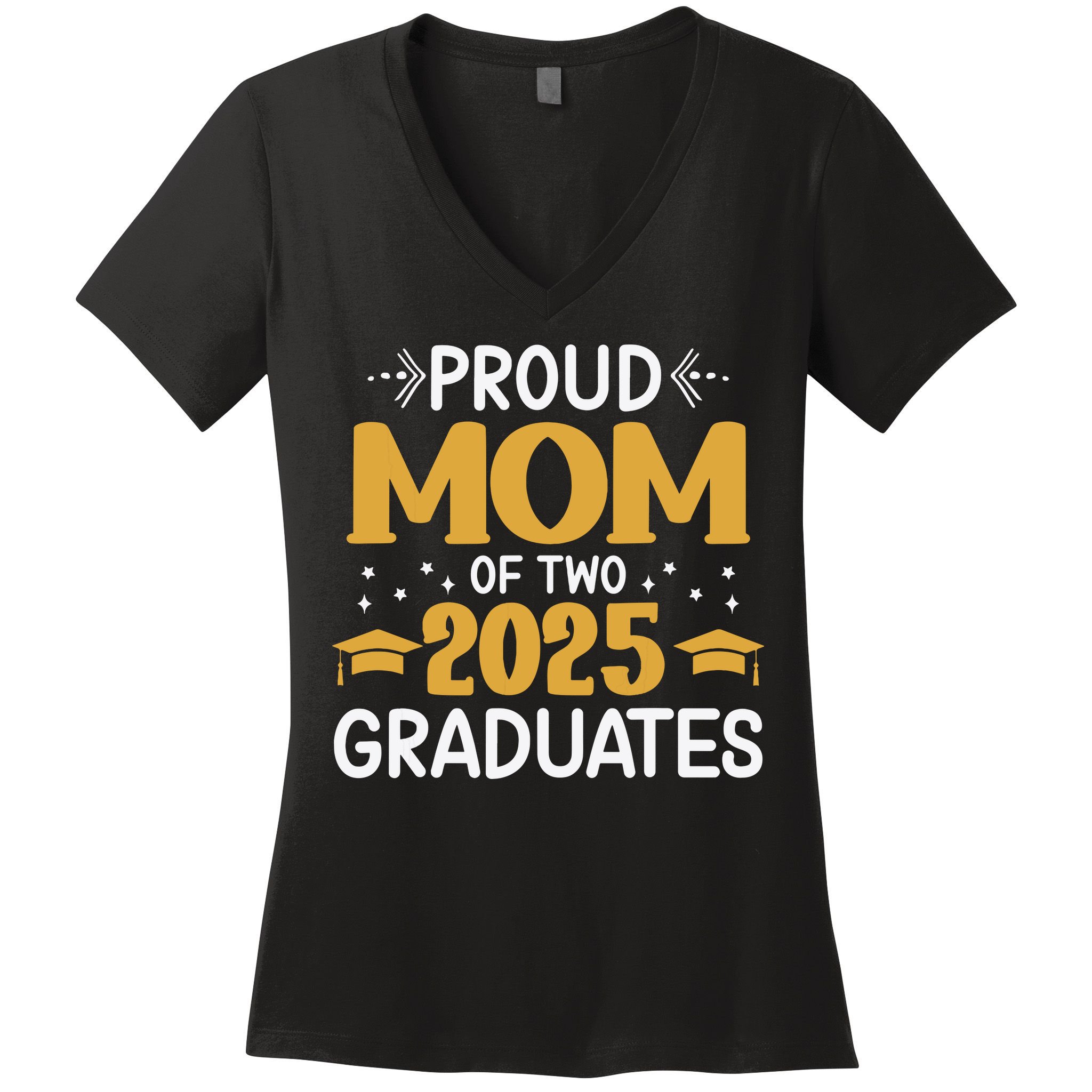 Proud Mom Of Two 2025 Graduates Senior Mom Class Of 2025 Women's V-Neck T-Shirt