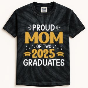 Proud Mom Of Two 2025 Graduates Senior Mom Class Of 2025 Kids Tie-Dye T-Shirt