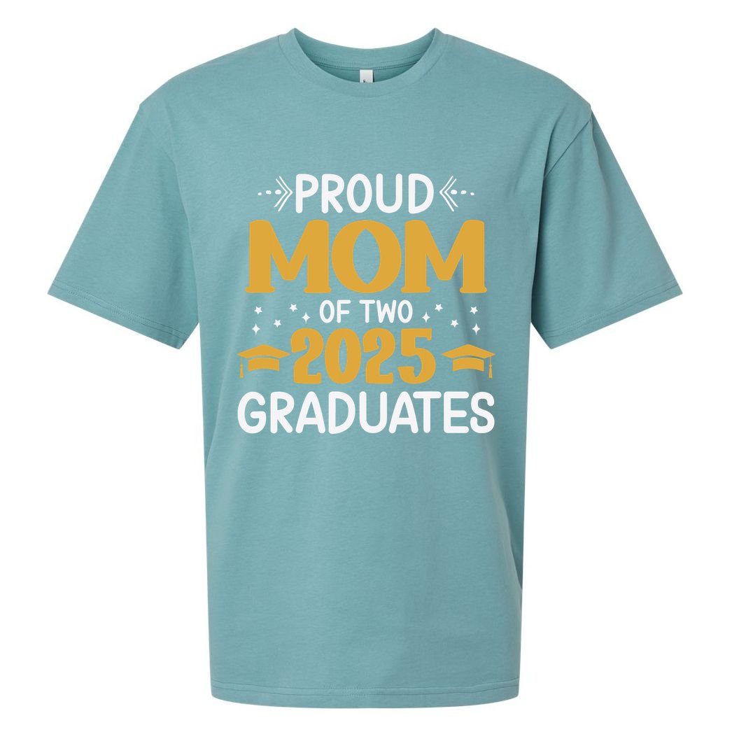 Proud Mom Of Two 2025 Graduates Senior Mom Class Of 2025 Sueded Cloud Jersey T-Shirt