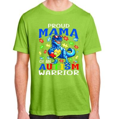 Proud Mama Of An Autism Warrior Dinosaur Funny Gift Adult ChromaSoft Performance T-Shirt