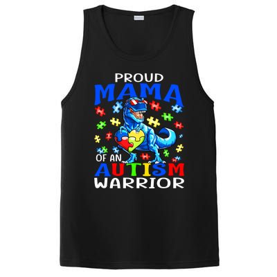 Proud Mama Of An Autism Warrior Dinosaur Funny Gift PosiCharge Competitor Tank