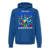 Proud Mama Of An Autism Warrior Dinosaur Funny Gift Premium Hoodie