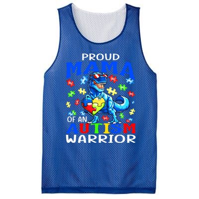 Proud Mama Of An Autism Warrior Dinosaur Funny Gift Mesh Reversible Basketball Jersey Tank