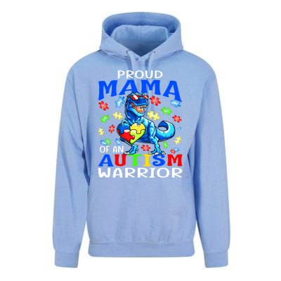 Proud Mama Of An Autism Warrior Dinosaur Funny Gift Unisex Surf Hoodie