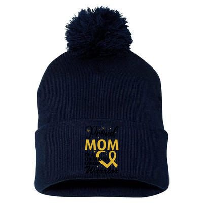 Proud Mom Of A Childhood Cancer Warrior Pom Pom 12in Knit Beanie