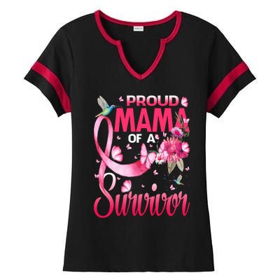 Proud Mama Of A Survivor Breast Cancer Sunflower Great Gift Ladies Halftime Notch Neck Tee