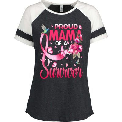 Proud Mama Of A Survivor Breast Cancer Sunflower Great Gift Enza Ladies Jersey Colorblock Tee