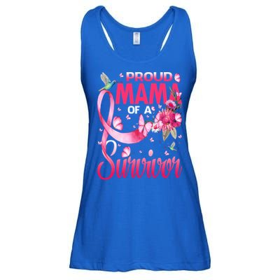 Proud Mama Of A Survivor Breast Cancer Sunflower Great Gift Ladies Essential Flowy Tank