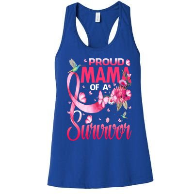 Proud Mama Of A Survivor Breast Cancer Sunflower Great Gift Women's Racerback Tank