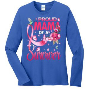 Proud Mama Of A Survivor Breast Cancer Sunflower Great Gift Ladies Long Sleeve Shirt