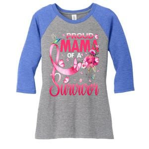 Proud Mama Of A Survivor Breast Cancer Sunflower Great Gift Women's Tri-Blend 3/4-Sleeve Raglan Shirt