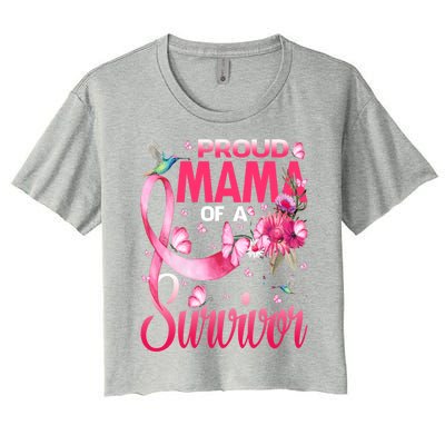 Proud Mama Of A Survivor Breast Cancer Sunflower Great Gift Women's Crop Top Tee