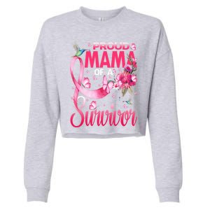 Proud Mama Of A Survivor Breast Cancer Sunflower Great Gift Cropped Pullover Crew