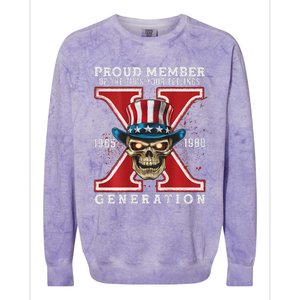 Proud Member Of He Fuck Your Feelings Gen X Horror Skull Colorblast Crewneck Sweatshirt