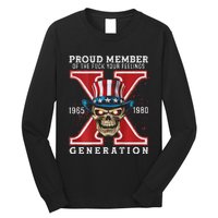 Proud Member Of He Fuck Your Feelings Gen X Horror Skull Long Sleeve Shirt