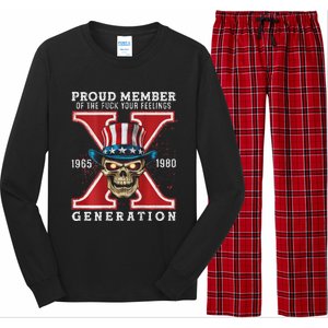 Proud Member Of He Fuck Your Feelings Gen X Horror Skull Long Sleeve Pajama Set