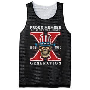 Proud Member Of He Fuck Your Feelings Gen X Horror Skull Mesh Reversible Basketball Jersey Tank