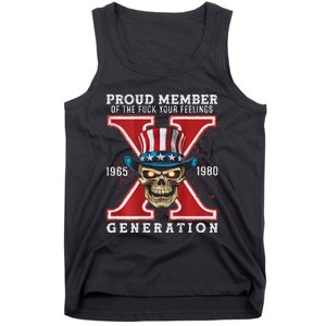 Proud Member Of He Fuck Your Feelings Gen X Horror Skull Tank Top