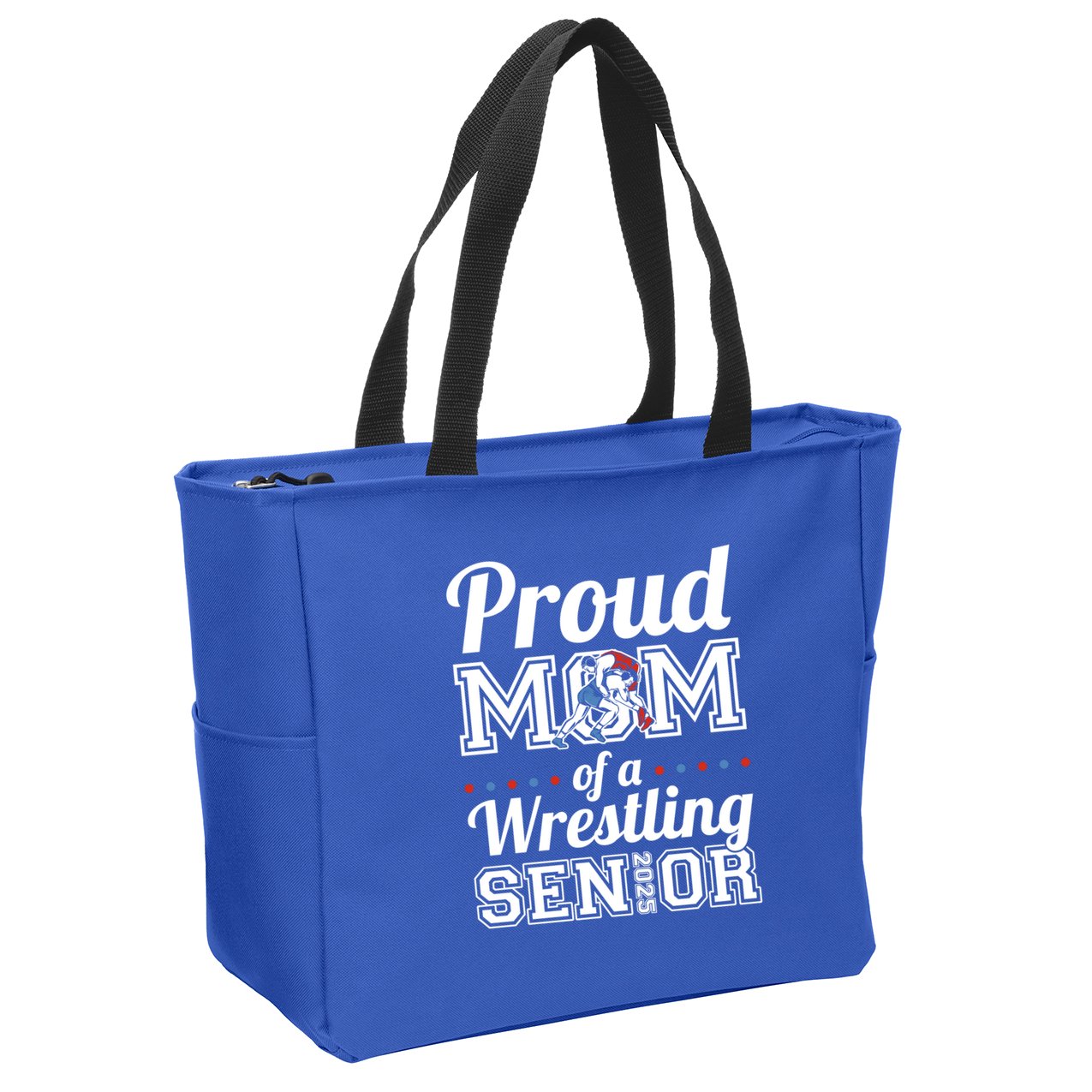 Proud Mom Of A Wrestling Senior 2025 Gift Zip Tote Bag