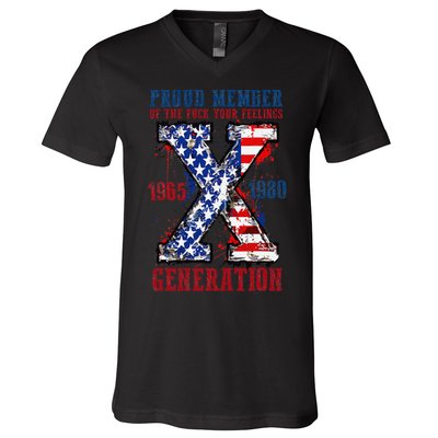 Proud Member Of The Fck Your Feelings X Generation 1965 1980 V-Neck T-Shirt