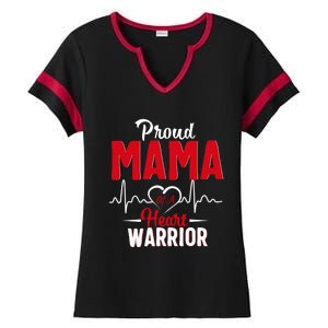 Proud Mama Of A Heart Warrior Chd Awareness Gift Cute Gift Ladies Halftime Notch Neck Tee