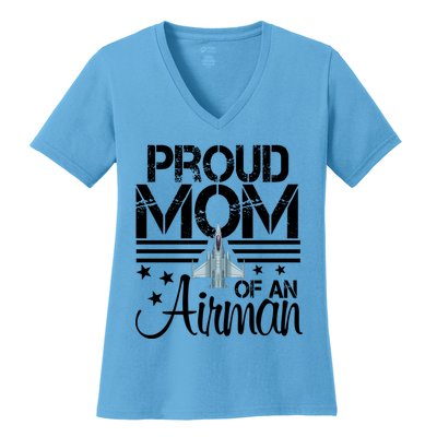 Proud Mom Of An Air Jet Plane Pilot Gift Women's V-Neck T-Shirt