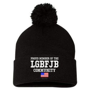 Proud Member Of The LGBFJB Community USA Flag LGB FJB Pom Pom 12in Knit Beanie