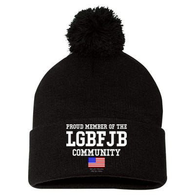 Proud Member Of The LGBFJB Community USA Flag LGB FJB Pom Pom 12in Knit Beanie