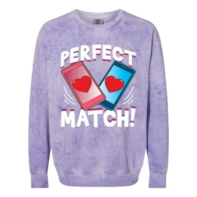 Perfect Match Online Dating Valentine's Day Couple Matching Gift Colorblast Crewneck Sweatshirt