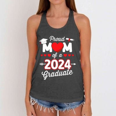 Proud Mom Of A Class Of 2024 Graduate Senior Graduation Women's Knotted Racerback Tank