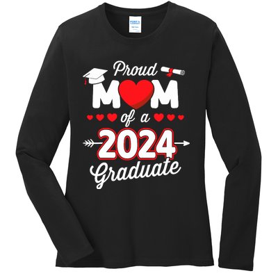 Proud Mom Of A Class Of 2024 Graduate Senior Graduation Ladies Long Sleeve Shirt