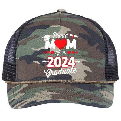 Proud Mom Of A Class Of 2024 Graduate Senior Graduation Retro Rope Trucker Hat Cap