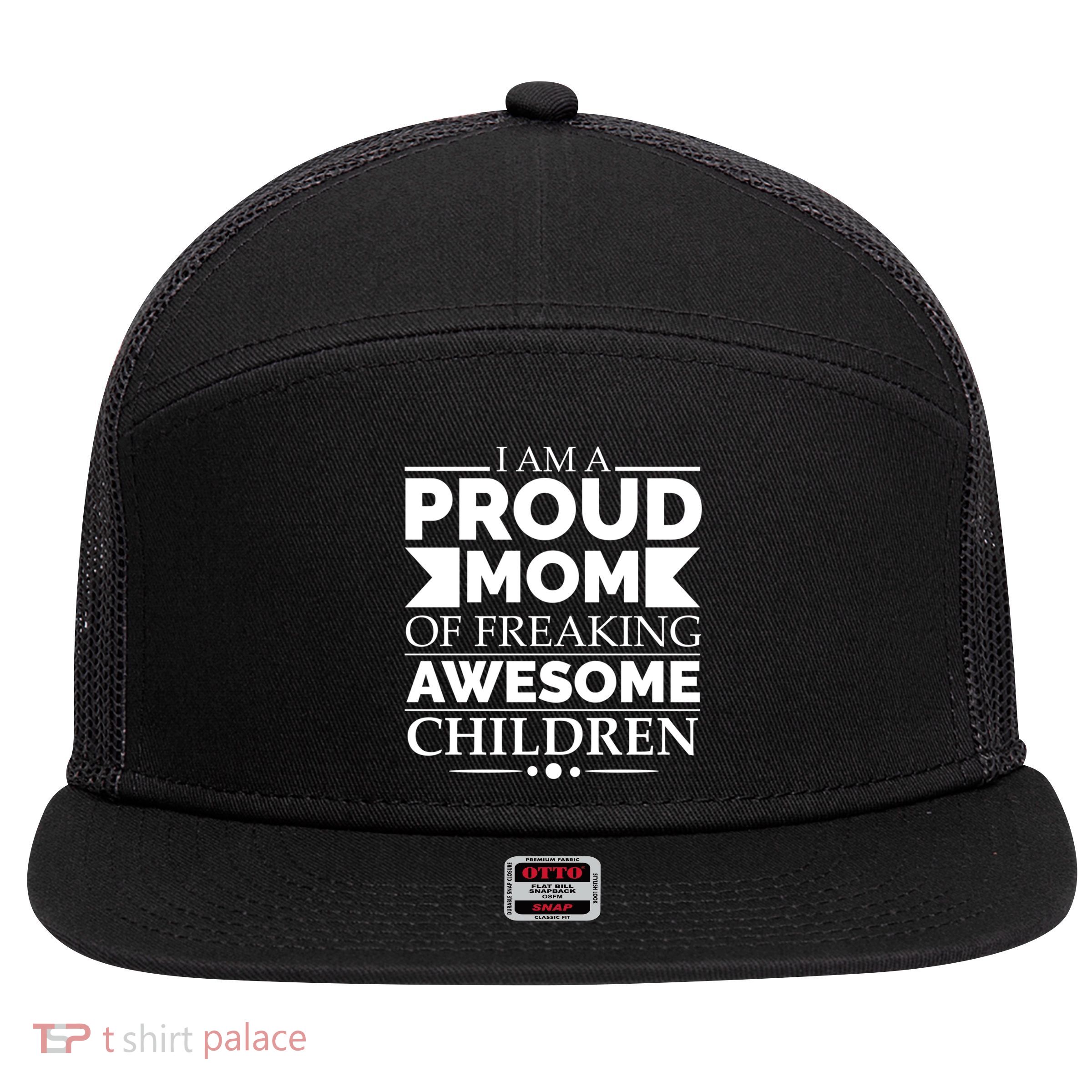 Proud Mom Of Awesome Mother's Day Parents Gift 7 Panel Mesh Trucker Snapback Hat