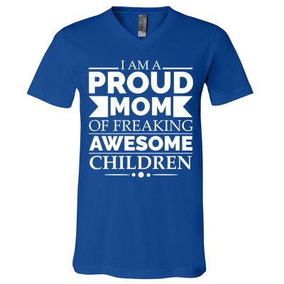 Proud Mom Of Awesome Mother's Day Parents Gift V-Neck T-Shirt