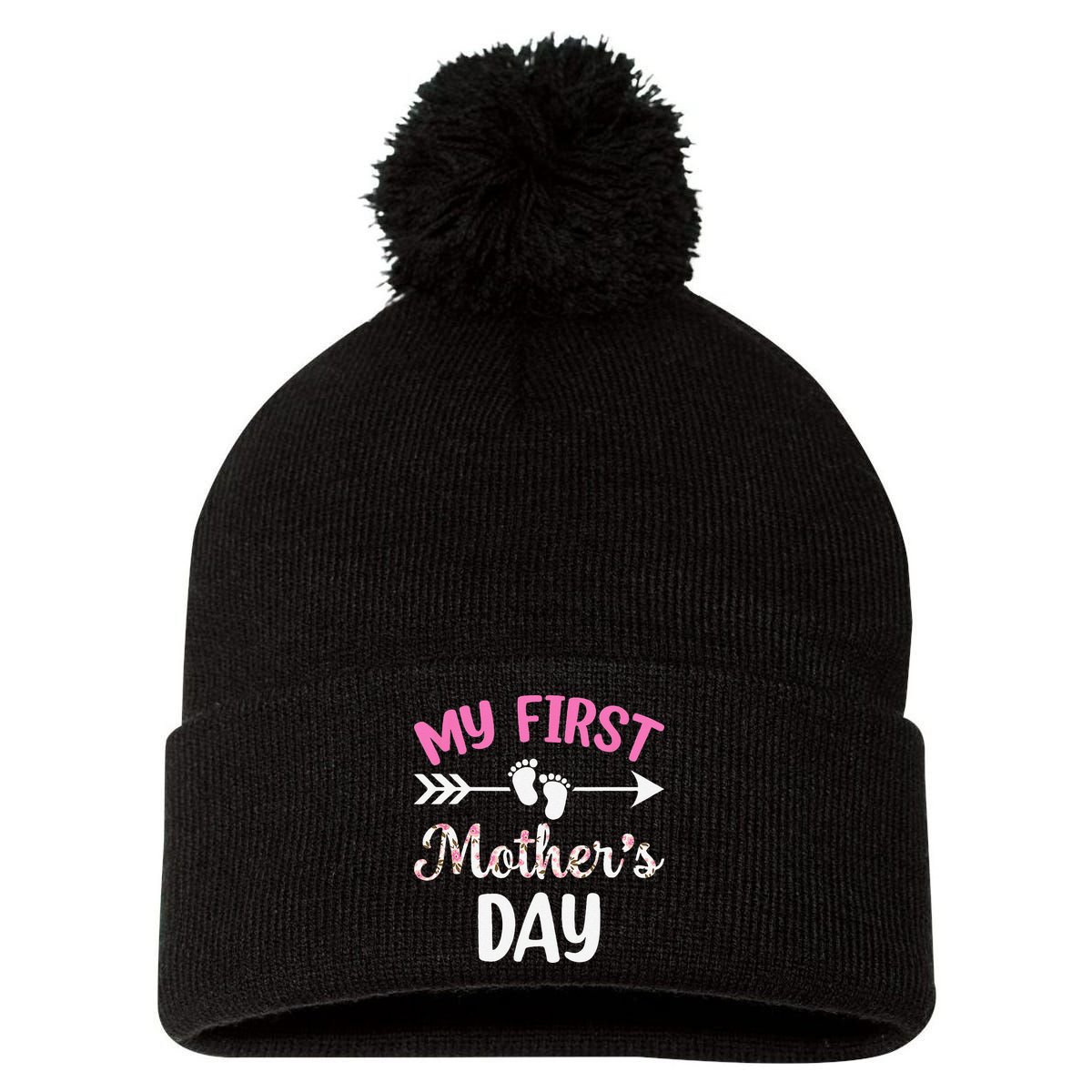 Proud Mom Of 2 Celebratory Mothers Day Birthday Pom Pom 12in Knit Beanie