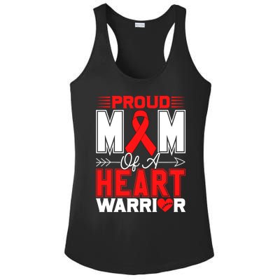 Proud Mom Of A Heart Warrior Heart Disease Awareness Month Funny Gift Ladies PosiCharge Competitor Racerback Tank