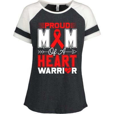 Proud Mom Of A Heart Warrior Heart Disease Awareness Month Funny Gift Enza Ladies Jersey Colorblock Tee