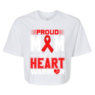 Proud Mom Of A Heart Warrior Heart Disease Awareness Month Funny Gift Bella+Canvas Jersey Crop Tee