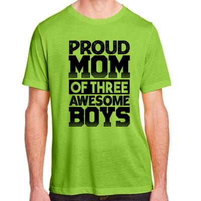 Proud Mom Of Three Awesome Gift Funny Mother's Day Cute Gift Adult ChromaSoft Performance T-Shirt