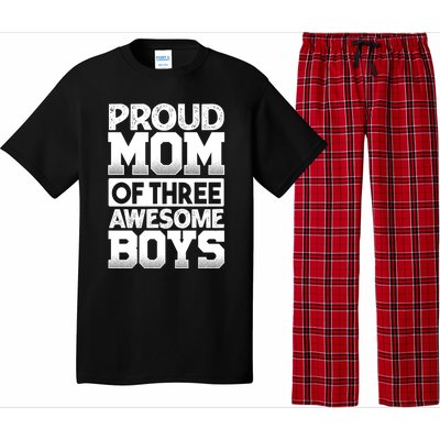 Proud Mom Of Three Awesome Gift Funny Mother's Day Cute Gift Pajama Set