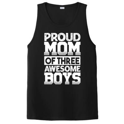 Proud Mom Of Three Awesome Gift Funny Mother's Day Cute Gift PosiCharge Competitor Tank