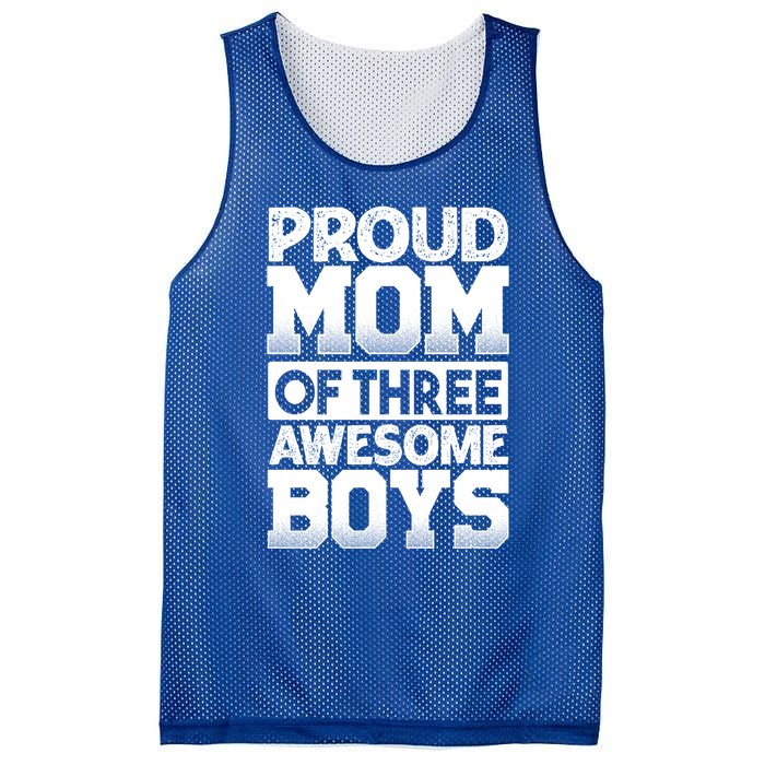 Proud Mom Of Three Awesome Gift Funny Mother's Day Cute Gift Mesh Reversible Basketball Jersey Tank